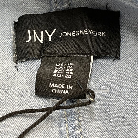 Jones & Co Shacket Womens 1X Faded Denim Button Down Shirt Western Workwear - Picture 9 of 9